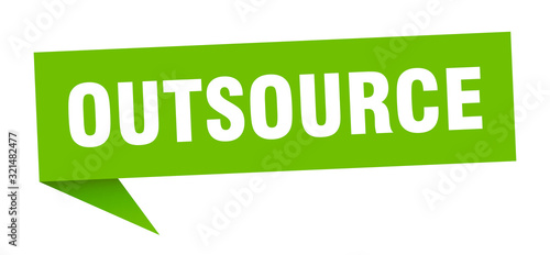 outsource speech bubble. outsource ribbon sign. outsource banner