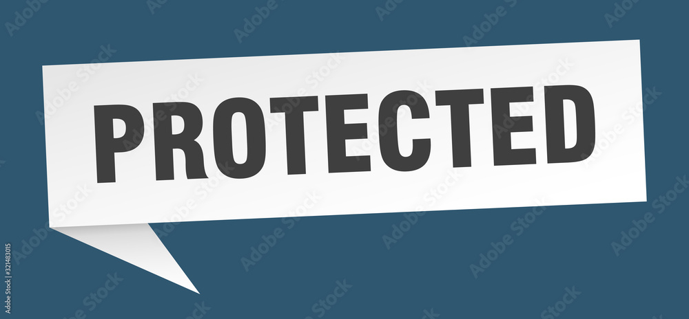 protected speech bubble. protected ribbon sign. protected banner