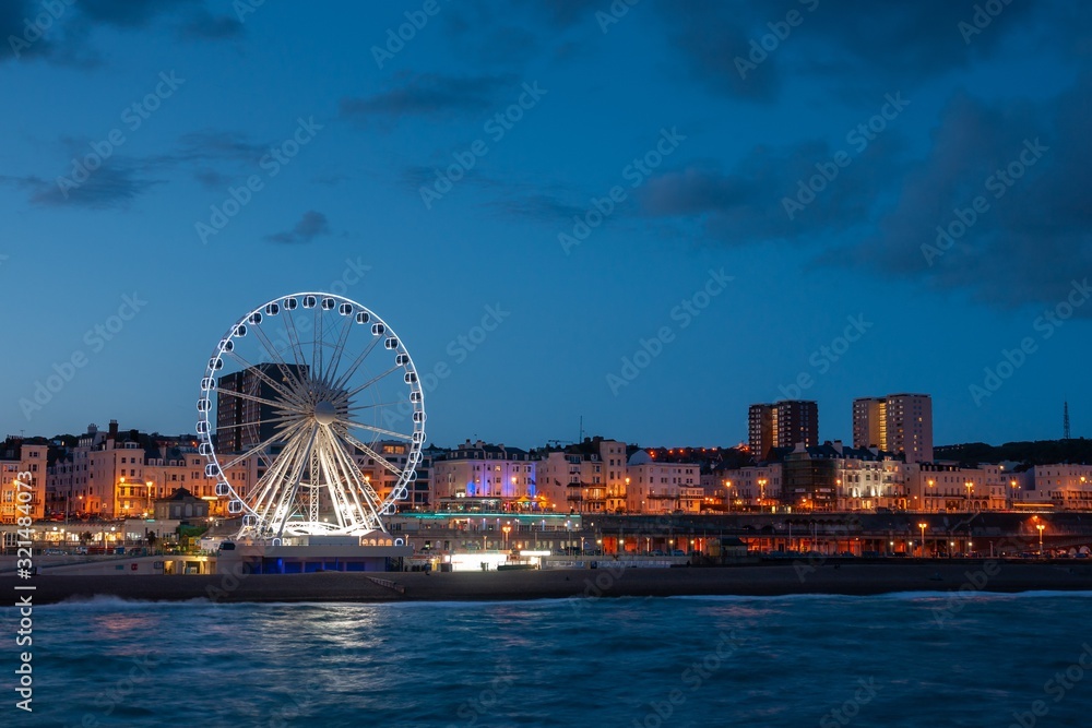 Coast Line and Ferris Wheel in Brighton England