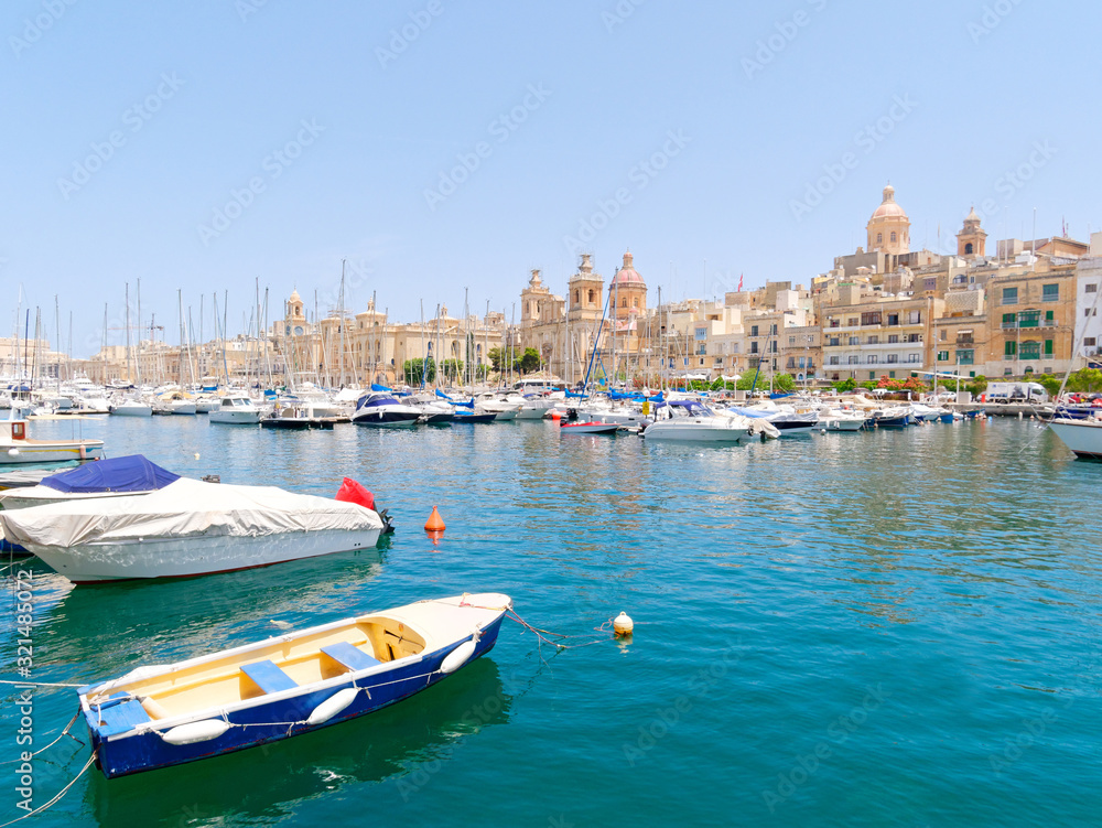 Beautiful port of Malta. In the background the city of Birgu.
