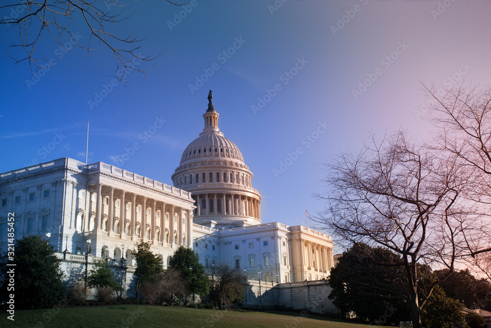 US Capitol Building in Washington DC sunset