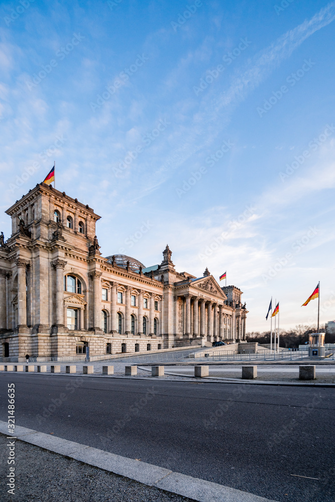 The beginn of the sunset over the Reichstag Building in Berlin II