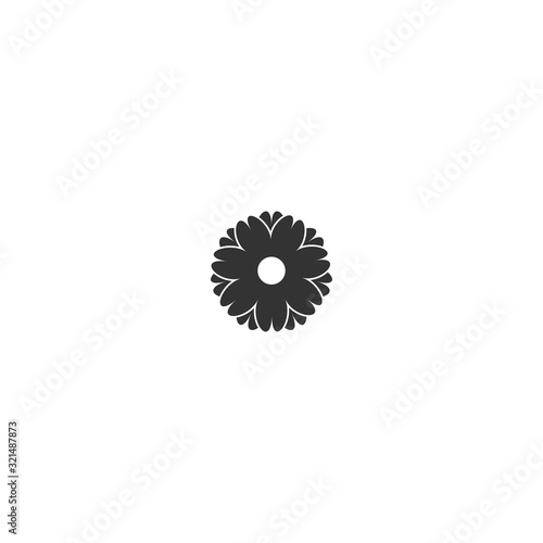 Black flat icon of cornflower, blue-bonnet, bluet, centaury, dusty miller, knapweed flower.