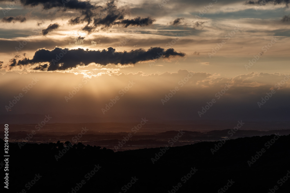 landscape of the sky in Begur at sunset