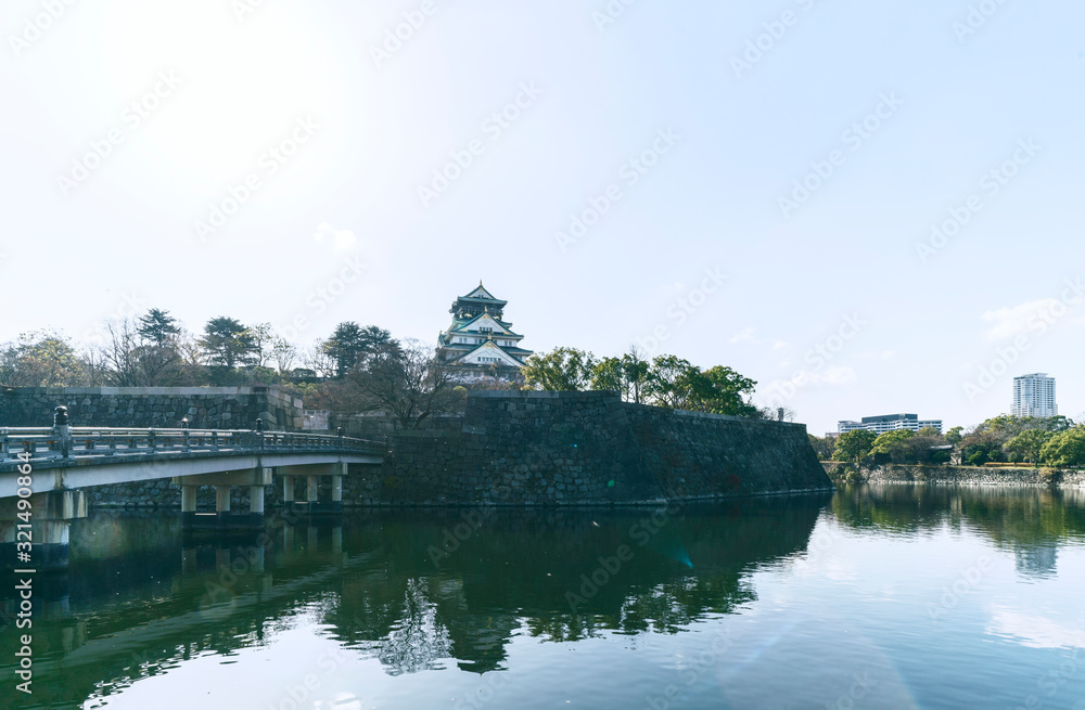 City park and lake in Osaka, Japan