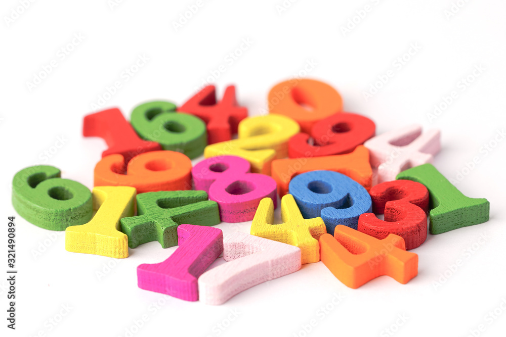 Math Number colorful on white background : Education study mathematics learning teach concept.