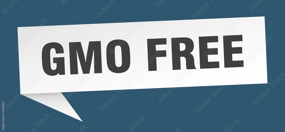 gmo free speech bubble. gmo free ribbon sign. gmo free banner