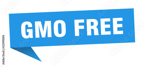 gmo free speech bubble. gmo free ribbon sign. gmo free banner