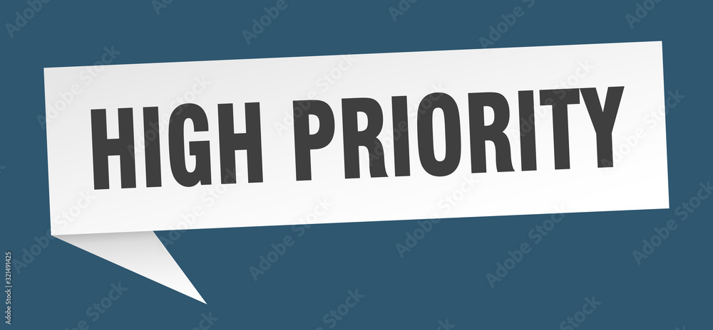 high priority speech bubble. high priority ribbon sign. high priority banner