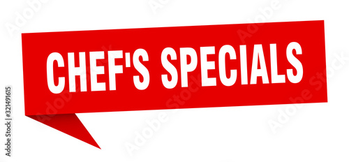 chef's specials speech bubble. chef's specials ribbon sign. chef's specials banner