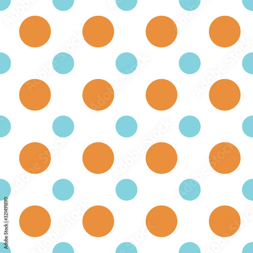A simple retro colored repeating circle seamless pattern background.