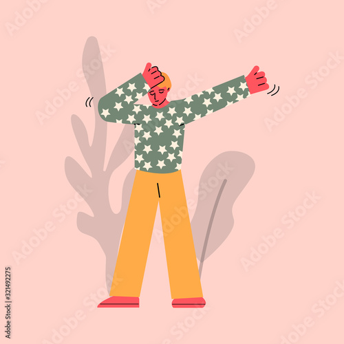 Young man dab - male cartoon teenager dabbing