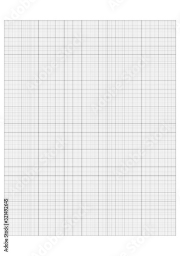 Millimeter grid on A4 size page. Divided by 1, 5 and 10 mm lines. Sheet of engineering graph paper. Vector illustration