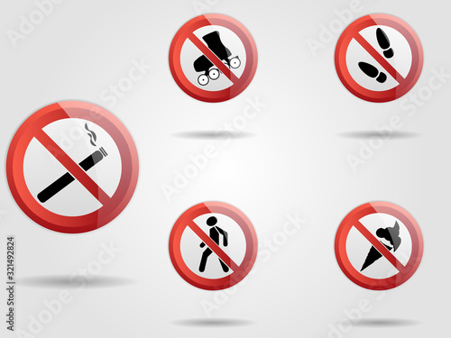 Free Download Set of prohibited vector sign. Illustration may use in camping areas, restaurant, parks or near houses. Warning, not allowed notifications - GFXLoad