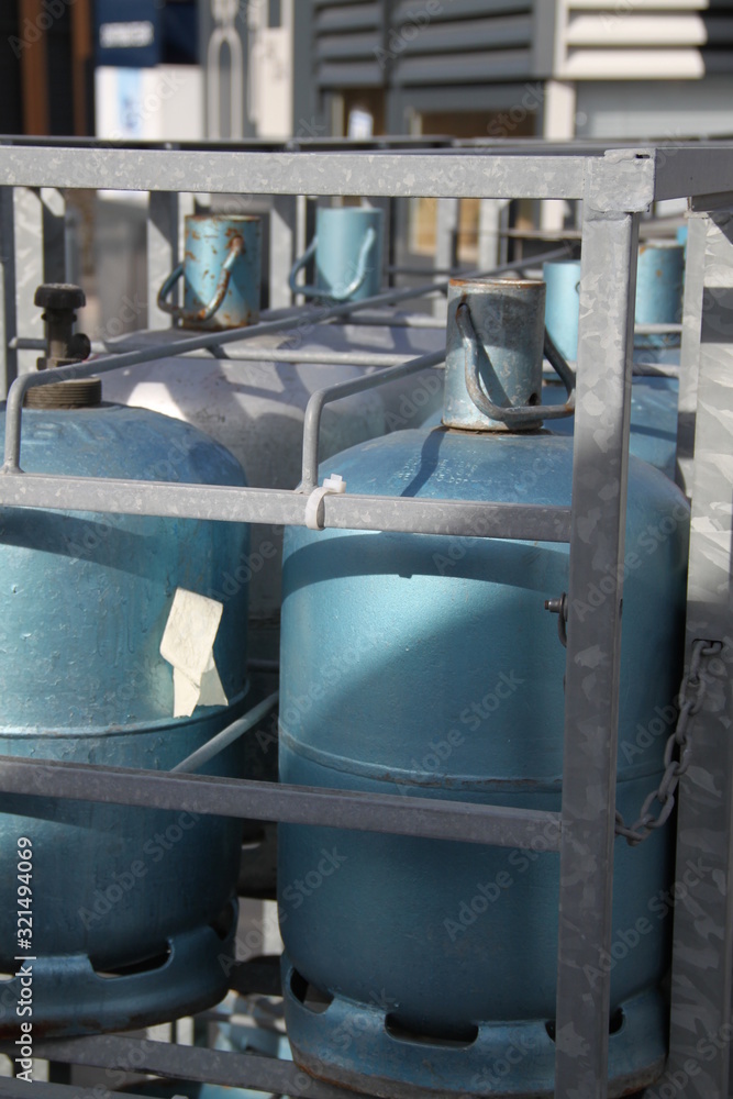 Butane propane gas bottles in a supermarket Butane propane gas bottles in a supermarket