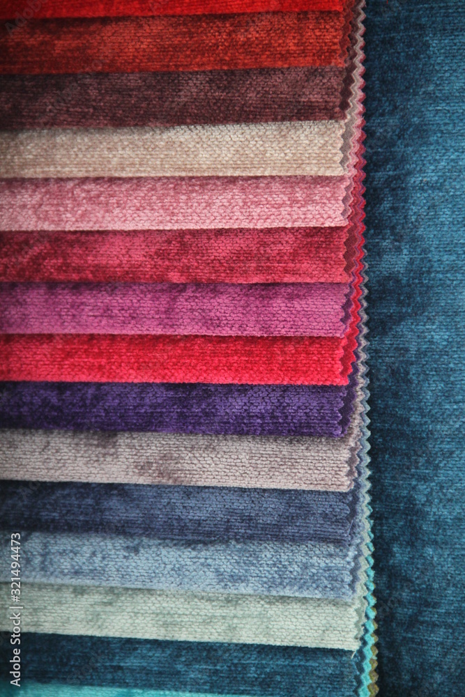 Multicolored shiny velour textile sample Multicolored shiny velour textile sample