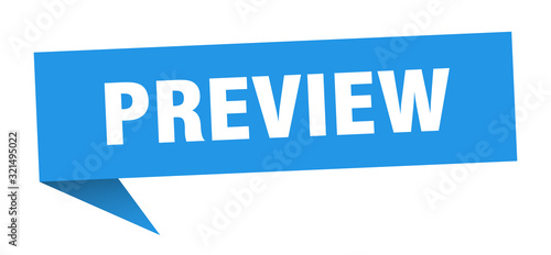 preview speech bubble. preview ribbon sign. preview banner