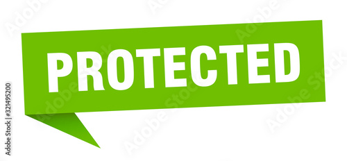 protected speech bubble. protected ribbon sign. protected banner