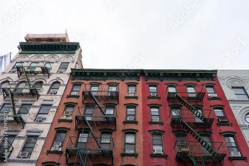 Colorful Old Buildings on the Lower East Side of New York City with Fire Escapes