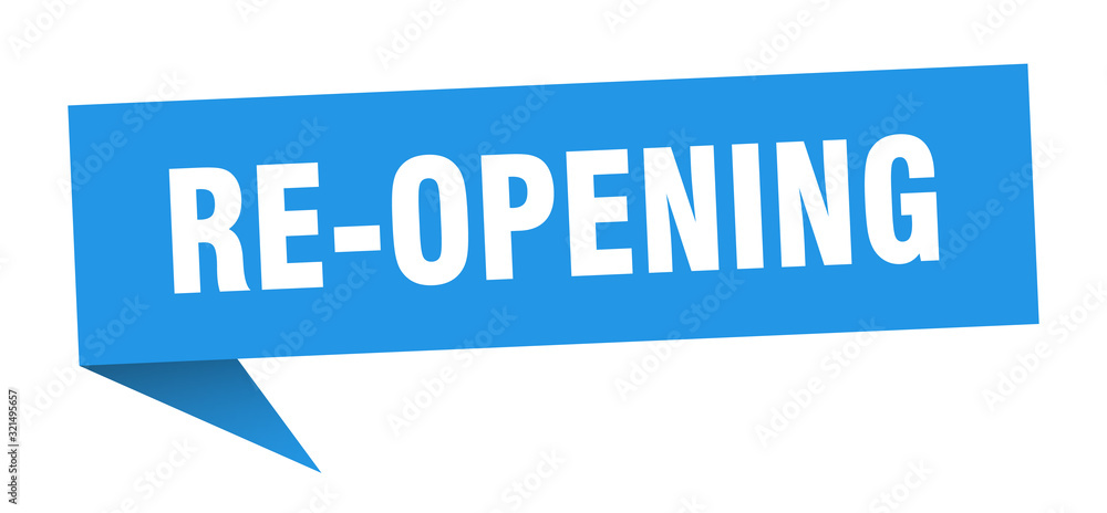 re-opening speech bubble. re-opening ribbon sign. re-opening banner re-opening speech bubble. re-opening ribbon sign. re-opening banner