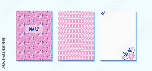 Set of cover and page for planner, it can be used for notebook, diary, pocket journal. Size A4/A5. Included seamless pattern