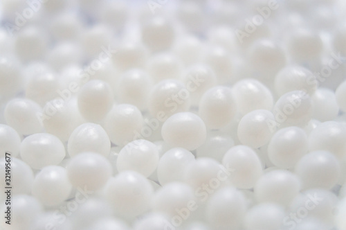 White round pearl balls close up. Macro photo