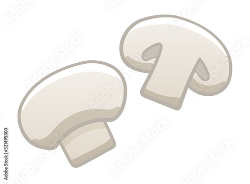Cartoon style isolated champignon on white background