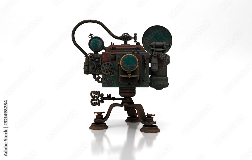 Steampunk camera, science fiction, 3d rendering, 3d illustration