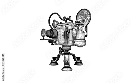 Steampunk camera, science fiction, 3d rendering, 3d illustration