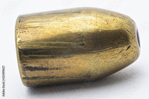 Close up, Forensics ballistics rifling marks on bullet also known as land impressions and groove impressions