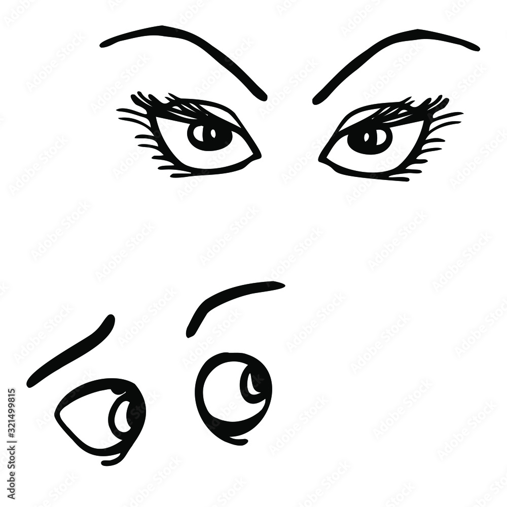 Vector illustration. Close-up of abstract funny cartoon eyes. Cover design, clothes print. Vector illustration. Close-up of abstract funny cartoon eyes. Cover design, clothes print.