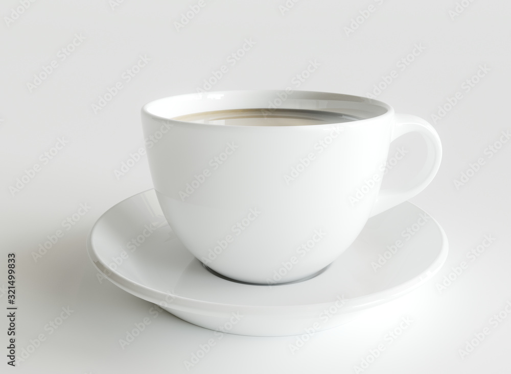 White cup with coffee on white background - 3D Rendering White cup with coffee on white background - 3D Rendering
