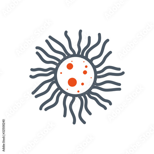 Isolated black and orange circle virus vector design