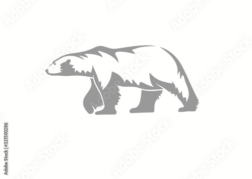 polar bear vector silhouette illustration on black background