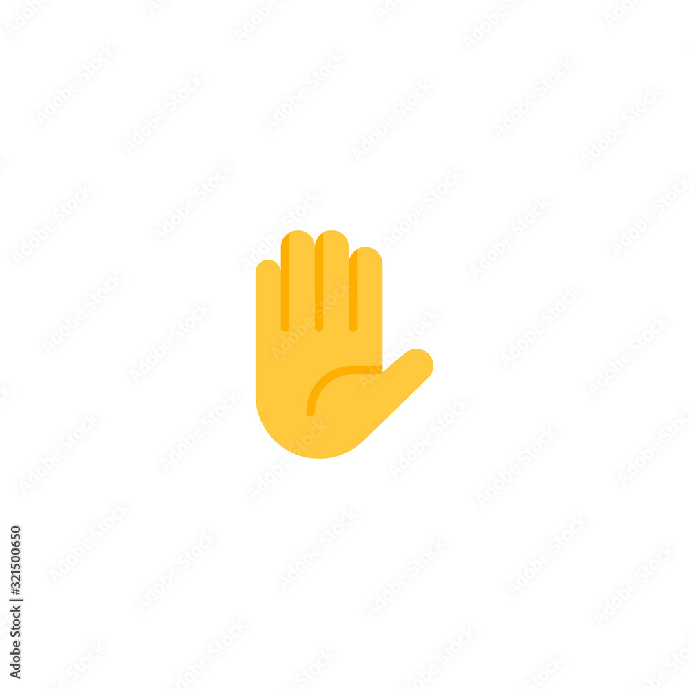 Raised Hand vector flat icon. Isolated hello, hi, bye hand emoji illustration 