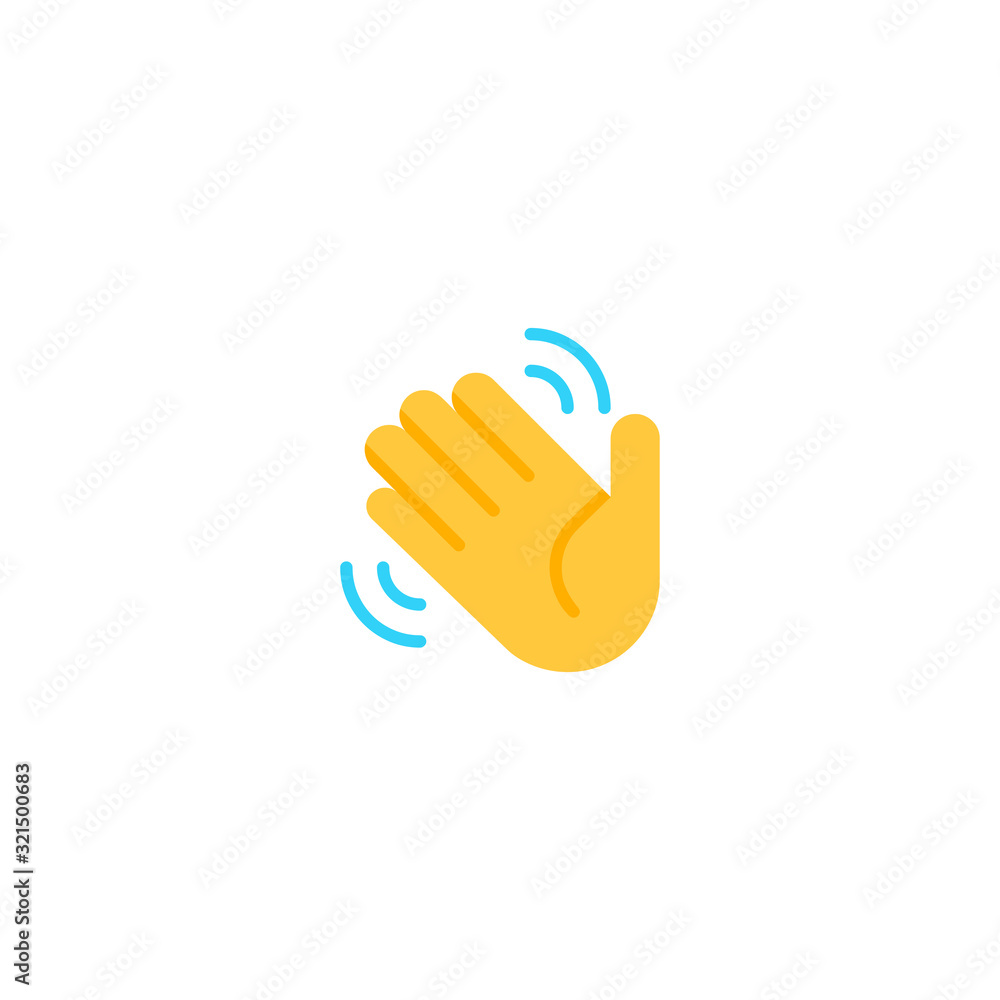 Fototapeta premium Waving hand vector flat icon. Isolated hello, hi, bye hand gesture emoji illustration 