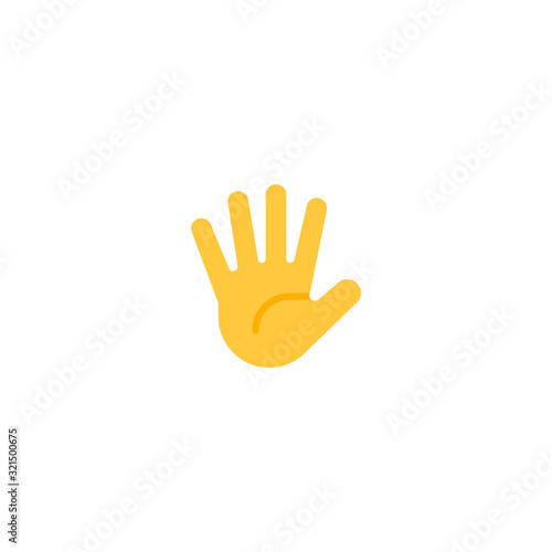 Raised hand with fingers splayed vector flat icon. Isolated raised hand emoji illustration 