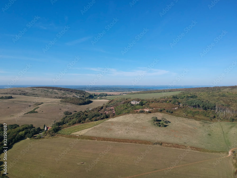 Aerial view of the landscape near Hulverstone, Isle of Wight