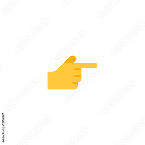 Backhand index pointing right vector flat icon. Isolated index finger emoji illustration 
