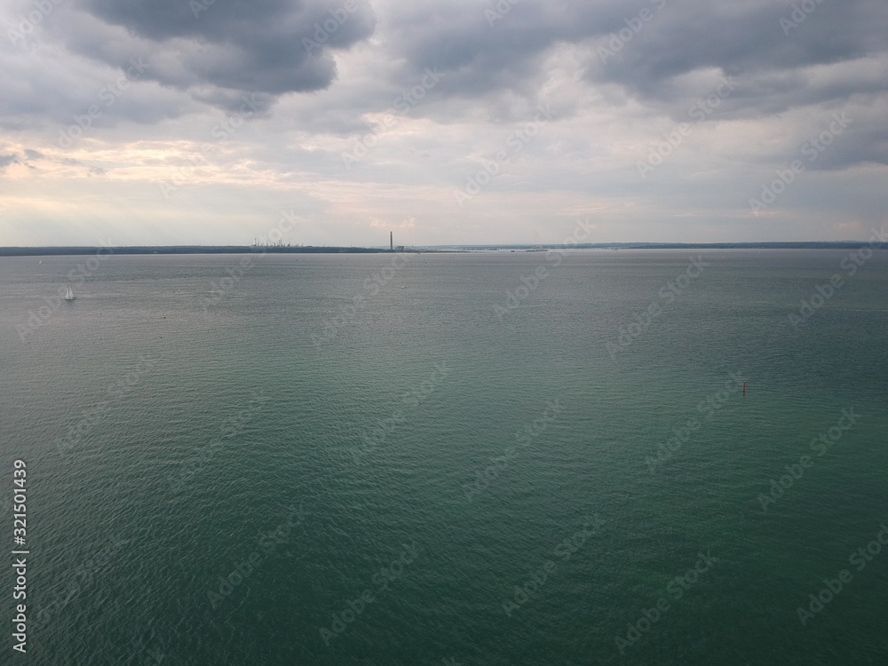 Aerial view of the Solent from East Cowes on the Isle of Wight