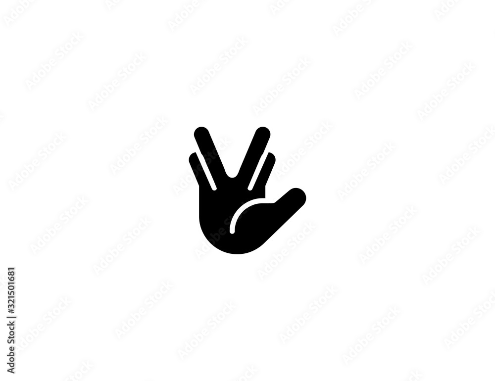 Obraz premium Vulcan Salute vector flat icon. Isolated vulcan salute hand emoji illustration