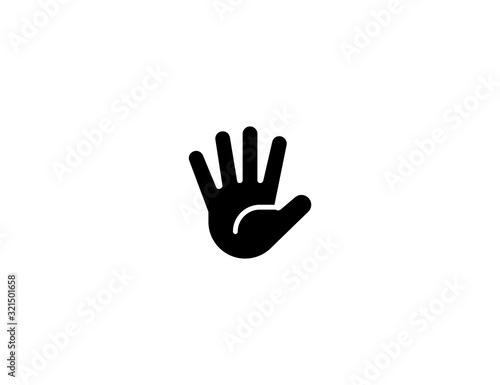 Raised hand with fingers splayed vector flat icon. Isolated raised hand emoji illustration