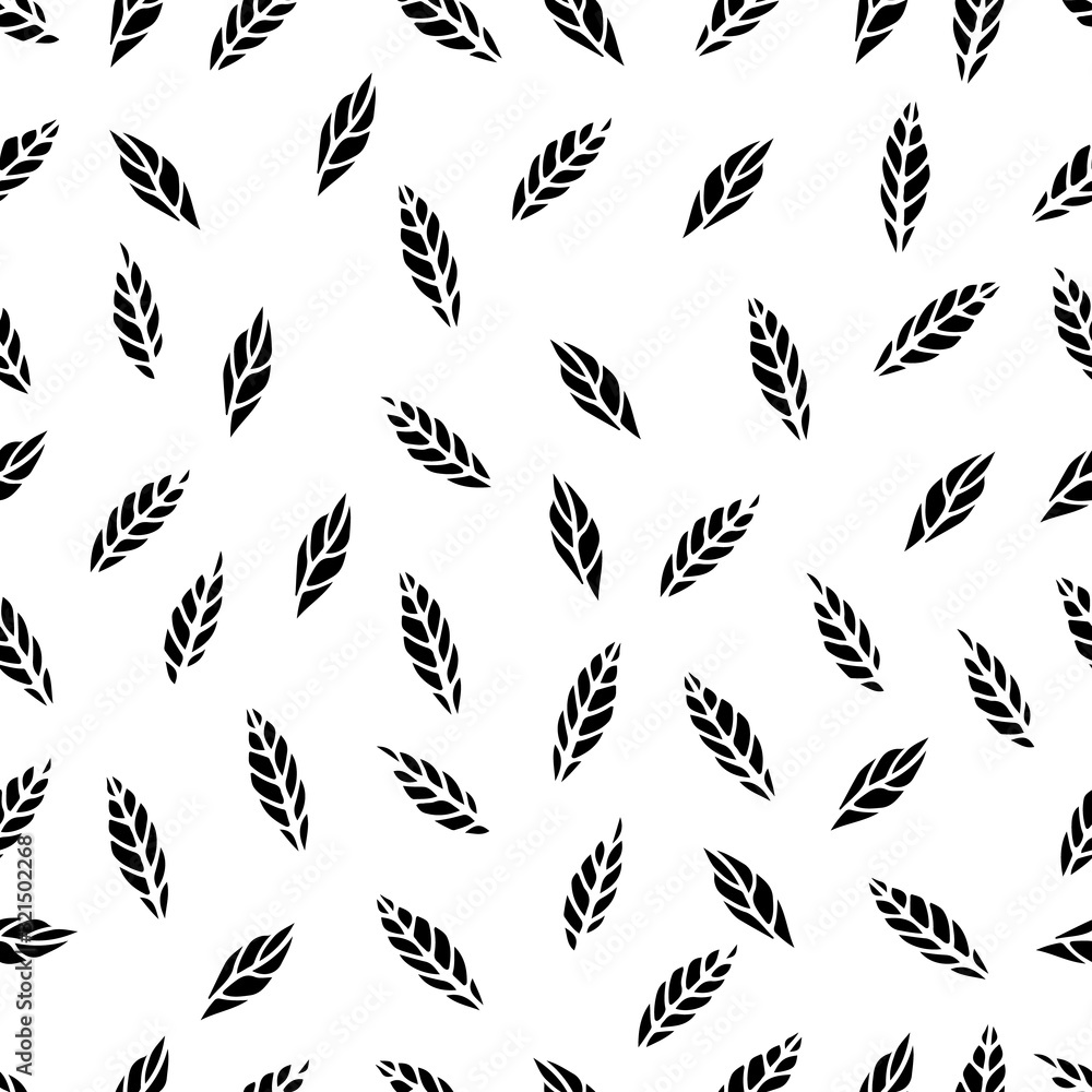Seamless pattern with hand-drawn doodle leaves on a white background for cards, festive decoration. Seamless pattern with hand-drawn doodle leaves on a white background for cards, festive decoration.