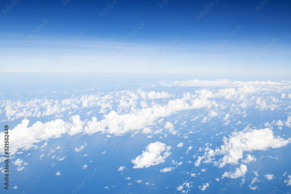 landscape, Sky and clouds beautiful The view out of an airplane in the morning thailand appropriate the background , idea copy space