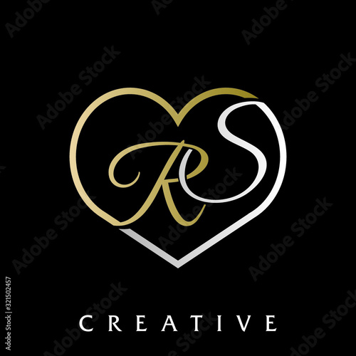 rs love logo design vector