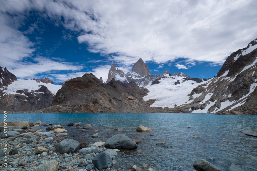 Los Tres Laggon at the foot of the Fitz Roy Peak, Fitz Roy Trek, El Chalten, Patagonia, Argentina