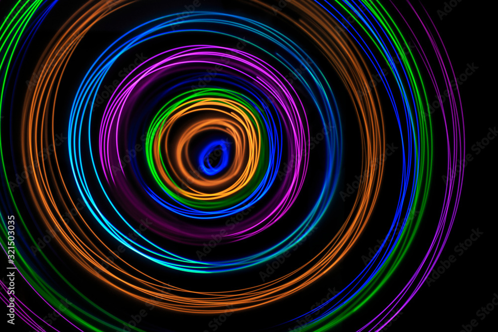 Colorful light paintings on a black background Colorful light paintings on a black background
