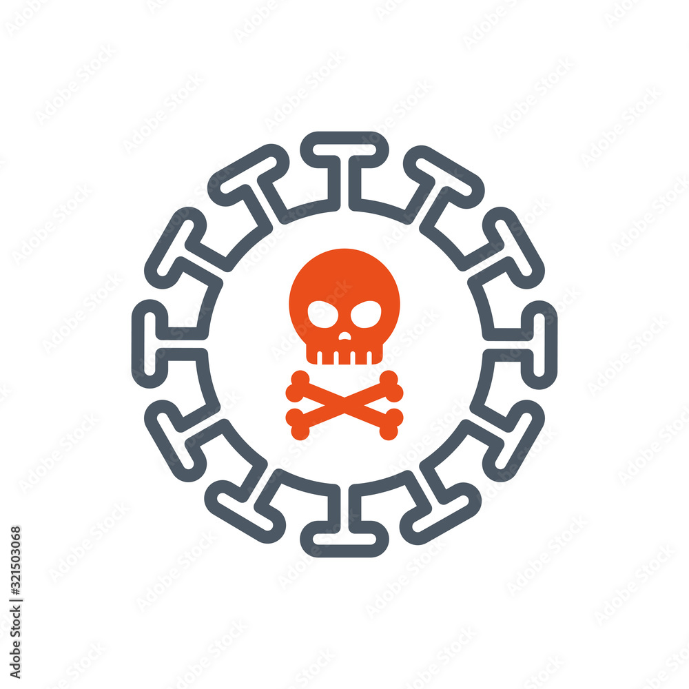 Isolated orange skull inside virus vector design Isolated orange skull inside virus vector design