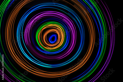 Colorful light paintings on a black background