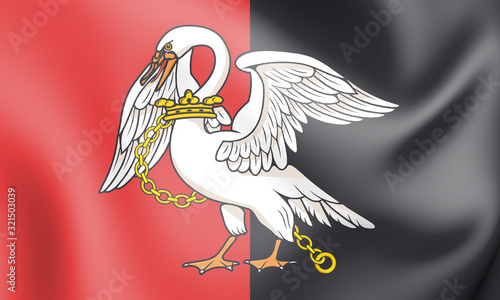 3D Flag of Buckinghamshire county, England. 3D Illustration.